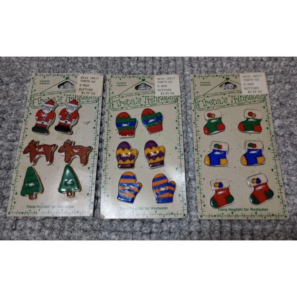 18 Trena's trinkets buttons Ceramic Christmas/ Winter Buttons